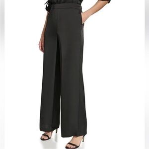 Calvin Klein Satin Wide‎ Leg Pull-On Pants Women Size Medium Black M3XK1239
